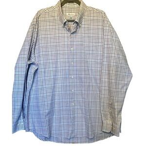 PETER MILLAR Mens XXL check button down cotton And Spandex long sleeve shirt